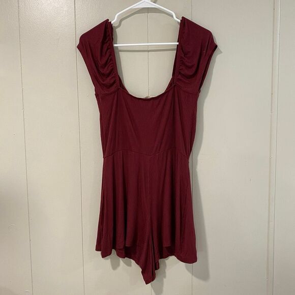 Pacsun L.A. Hearts Ribbed Burgundy Scoop Neck Romper NWT Size M - Picture 1 of 7
